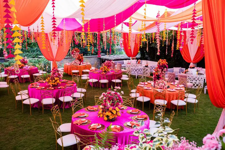 Colourful wedding decor